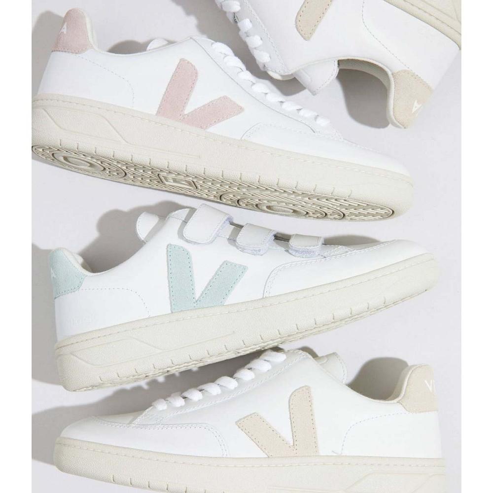 Veja V-12 LEATHER Joggesko Herre White/Pink | NO 342OKI